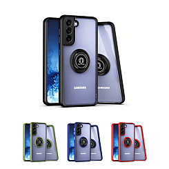 Galaxy S22 Hard PC Rear / Soft TPU Colorful Border Case with I-ring Holder (Only Ground Shipping)