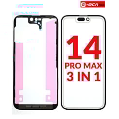 Grab the wholesale deals on the 3-in-1 set with Front Glass, Frame, and OCA for iPhone 14 Pro Max using G+ OCA Pro.
