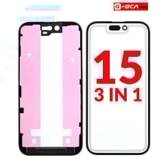 Stock up on the 3-in-1 front glass, frame, and OCA for iPhone 15, G Plus OCA Pro.