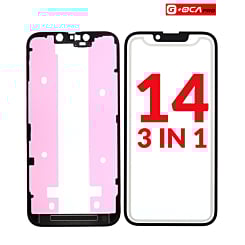 Order the premium 3-in-1 front glass, frame, and OCA for iPhone 14 G+ OCA Pro.