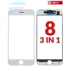 3in1 (Front Glass + Frame + OCA) (Premium) (2 Pack) (WHITE) for iPhone 8 (G+ Oca Pro)