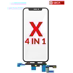 Shop the 4-in-1 set for iPhone X, which includes Front Glass, Frame, Short Touch, and OCA – G+ Oca Pro.
