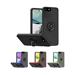 Hard PC Rear / Soft TPU Colorful Border Case with I-ring Holder for iPhone 16e (SE4 2025) (Only Ground Shipping)