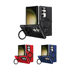 Hard PC Shockproof Case w /Ring Holder for Galaxy S25 Ultra (Only Ground Shipping)