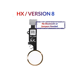 Shop the gold Home Button solution flex cable for iPhone 8 Plus, 8, SE 2020, 7 Plus, and 7 – HX version 8, no Bluetooth or jumpers needed.