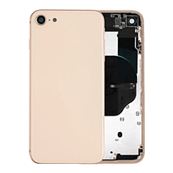 Stock up on the gold back housing frame with small components pre-installed for iPhone 8 and SE 2020 – no logo.