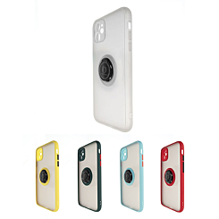 iPhone 12 / 12 Pro Hard PC Rear / Soft TPU Colorful Border Case with I - ring Holder