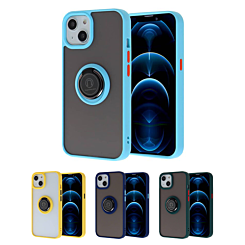 iPhone 13 Pro Hard PC Rear / Soft TPU Colorful Border Case with I - ring Holder