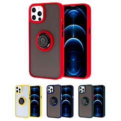 iPhone 13 Pro Max Hard PC Rear / Soft TPU Colorful Border Case with I - ring Holder