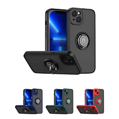 iPhone 14 / 13 Hard PC Rear / Soft TPU Colorful Border Case with I - ring Holder