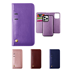 iPhone 14 Pro Genuine Leather Magnetic Wallet Case with Credit Card Slot