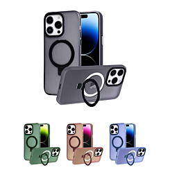 iPhone 14 Pro Max Carbon Wireless Charging Case with Ring Stand