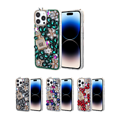 iPhone 15 Pro Crystal Flower Perfume Silicone Hard Case