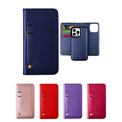 iPhone 15 Pro Genuine Leather Magnetic Wallet Case with Credit Card Slot