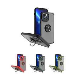 iPhone 15 Pro Hard PC Rear / Soft TPU Colorful Border Case with I - ring Holder