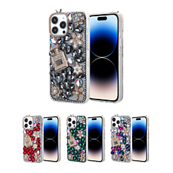 Crystal Flower Perfume Silicone Hard Case for iPhone 15 Pro Max (Only Ground Shipping)