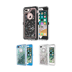 iPhone 8P / 7P / 6sP / 6P Glitter 3D Bling Sparkle Flowing Liquid Transparent Case