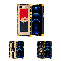 iPhone 8P / 7P Shiny Black & Gold Lines Square Case