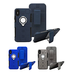 iPhone XR Heavy Duty Hard Rubber Cover Case with Back Clip and Ring