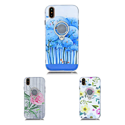 iPhone XR Luxury Marble Design Pattern TPU Case with iRing