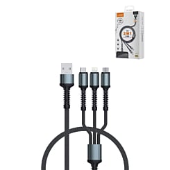 LDNIO LC93 3in1 USB A-L/M/C Universal Smart Charging Cable (4ft) (60W) (GRAY) (Only Ground Shipping)