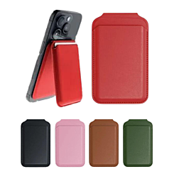 Leather Magnetic Card Wallet Holder with Stand