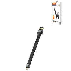 LDNIO LS50 USB A-L Non-MFI TPE Bracelet Charging Cable (BLACK) (0.5ft) (12W) (Only Ground Shipping)