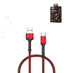 LDNIO LS63 USB A-C Braided Charging Data Cable (RED) (3ft) (12W) (Only Ground Shipping)
