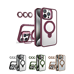 Magnetic Clear Case with 2 Kickstand & Camera Lens for iPhone 12 / 12 Pro (Only Ground Shipping)