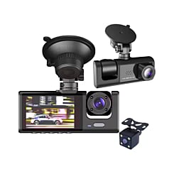 Wide Angle Full HD Dash Cam with (180 mAh) Battery (1280*720P / 30FPS) (Front / In-Cabin / Tail Camera) (Only Ground Shipping)