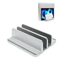 Aluminum Vertical Laptop Stand for Laptops / Tablets / Smartphones (SILVER) (Only Ground Shipping)