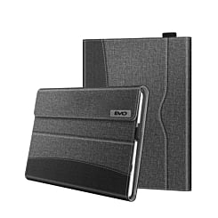 EVO Elegant Fabric Covered Business Portfolio Protective Case with Pen Holder for Microsof Surface Pro 3 /4 / 5 / 6 / 7 (GRAY / BLACK) (Only Ground Shipping)