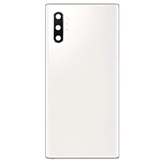 Order the Back Glass with Camera Lens and Adhesive for Galaxy Note 10 Plus in Aura White, no logo.
