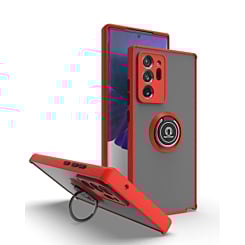Galaxy Note 20 Ultra Hard PC Rear / Soft TPU Colorful Border Case with I-ring Holder - RED (Only Ground Shipping)
