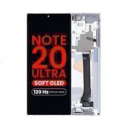 OLED Assembly with Frame for Galaxy Note 20 Ultra N985 / N986 (MYSTIC WHITE) (Aftermarket Pro Soft Oled / 120HZ)