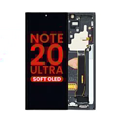 Stock up on the OLED assembly with frame for Galaxy Note 20 Ultra N985 and N986 in Mystic Black, aftermarket OLED.
