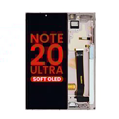 Buy the OLED assembly with frame for Galaxy Note 20 Ultra N985 and N986 in Mystic Bronze, aftermarket OLED.
