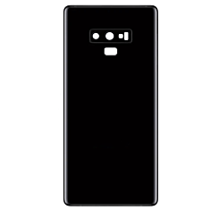 Buy the Back Glass with Camera Lens and Adhesive for Galaxy Note 9 in Midnight Black, no logo.