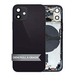 Back Housing Frame (BLACK) (OEM Pull A Grade) with Small Components Pre-Installed for iPhone 12 Mini