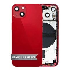 Back Housing Frame (RED) (US Version) (OEM Pull A Grade) with Small Components Pre-Installed for iPhone 13 Mini