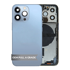 Grab the wholesale deals on the Back Housing Frame with Small Components Pre-Installed for iPhone 13 Pro SIERRA BLUE US Version OEM Pull A Grade.
