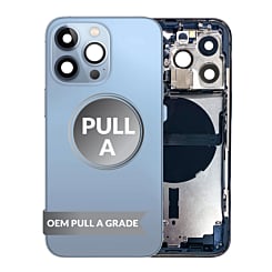 Purchase the Housing Frame with Small Parts Pre-Installed for iPhone 13 Pro BLUE International OEM Pull A Grade.
