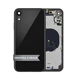 Purchase the Back Housing Frame with Small Components Pre-Installed for iPhone XR in Black, OEM Pull A Grade.
