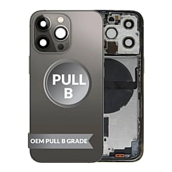 Shop the Back Housing Frame GRAPHITE US Version OEM Pull B Grade with Small Components Pre-Installed for iPhone 13 Pro.
