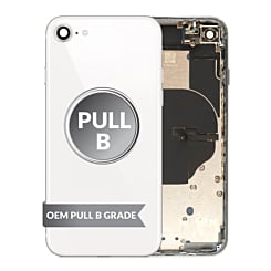 Stock up on the starlight back housing frame for iPhone SE 2022, OEM pull B grade, with small components pre-installed.