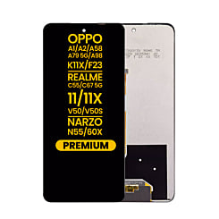 LCD Assembly without Frame for OPPO A1 (2023) / A2 5G / A58 4G / A79 5G / A98 / K11X / F23 / Realme C55 / C67 5G / 11 / 11X / V50 / V50S / Narzo N55 / Narzo 60X (Premium)