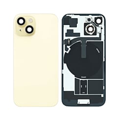 Shop the yellow back glass with frame, wireless NFC charging flex, and MagSafe magnet for iPhone 15, OEM pull A grade.