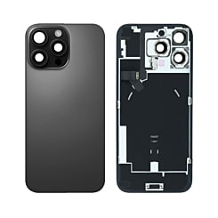 Buy the Black Titanium Back Glass with Frame, Wireless NFC Charging Flex, and MagSafe Magnet for iPhone 16 Pro Max, OEM Pull A Grade.