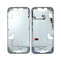 Shop the blue middle frame with small parts for iPhone 14 US version OEM pull B grade.

