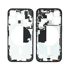 Purchase the Middle Frame with Small Parts for iPhone 15 Pro in Black Titanium, International Version, OEM Pull B Grade.
